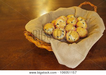 basket of blueberry muffins