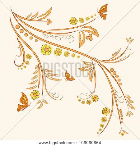 Floral ornament with butterflies