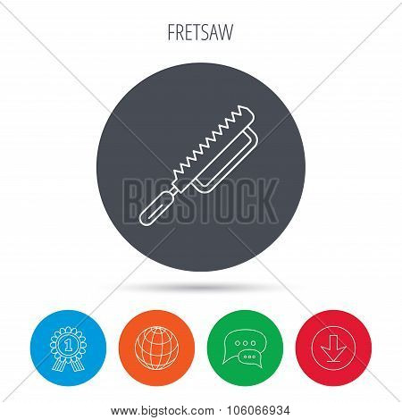 Fretsaw icon. Carpenter work tool sign.