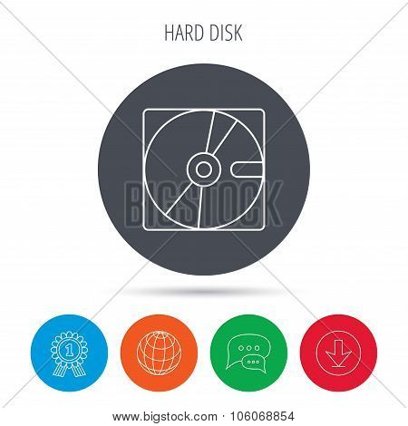Harddisk icon. Hard drive storage sign.