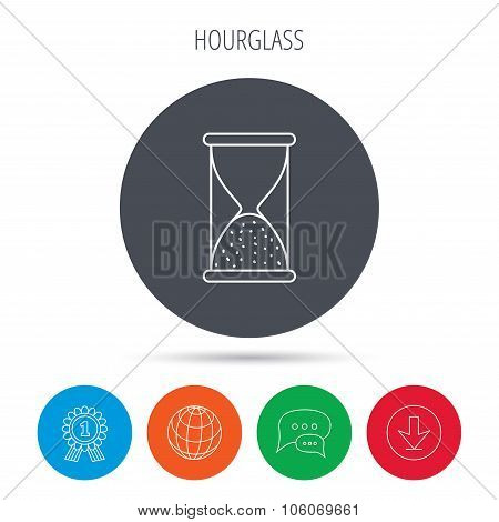Hourglass icon. Sand time sign.
