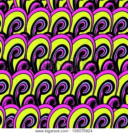 Seamless Multicolor Summer Pattern. Bright Vector Hand Drown Background. Abstract Texture