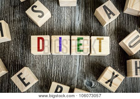 Wooden Blocks with the text: Diet