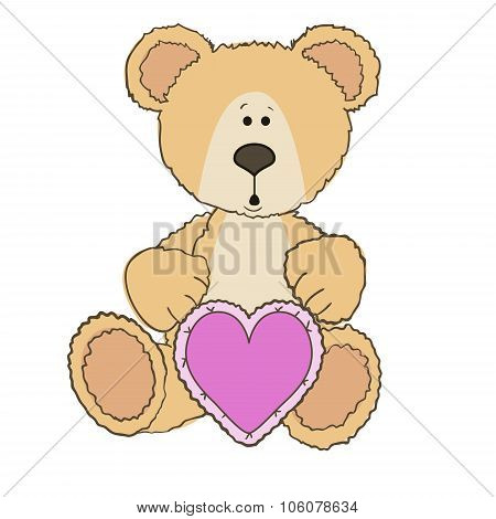 Teddy Bear is sitting with heart