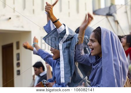 Female Muslim Students Protest