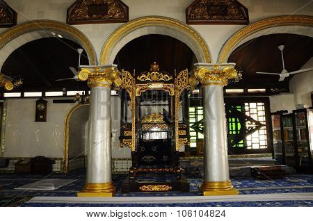 Interior of Kampung Kling Mosque at Malacca, Malaysia