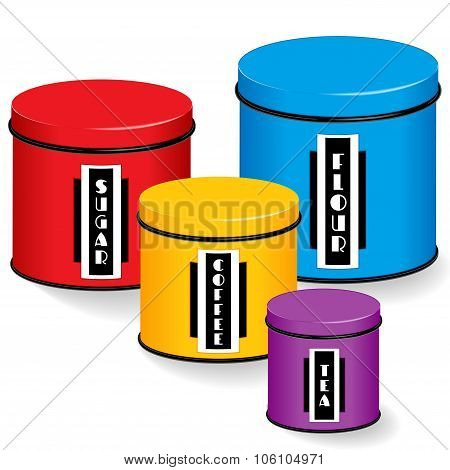 Kitchen Canisters With Art Deco Labels