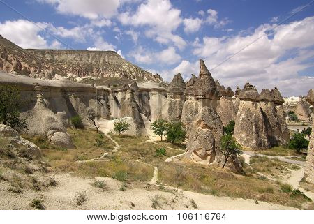 Cappadocia In Central Anatolia In Turkey In Summer Day