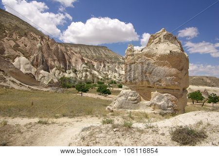Cappadocia In Central Anatolia In Turkey In Summer Day