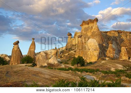 Cappadocia In Central Anatolia In Turkey In Summer Day