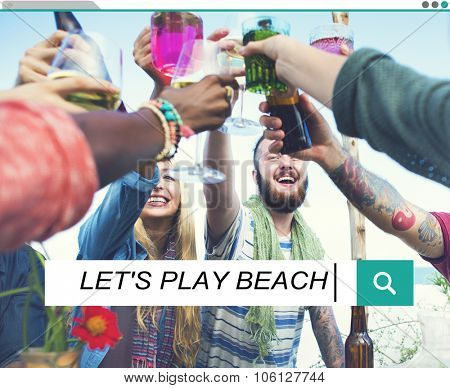 Let's Play Beach Summer Sand Sea Playful Happiness Concept