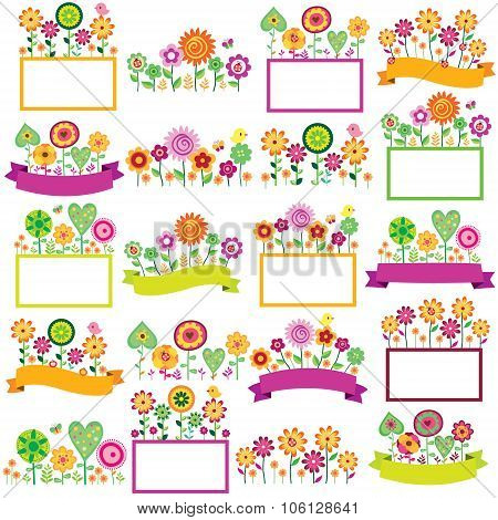 spring time floral frames set