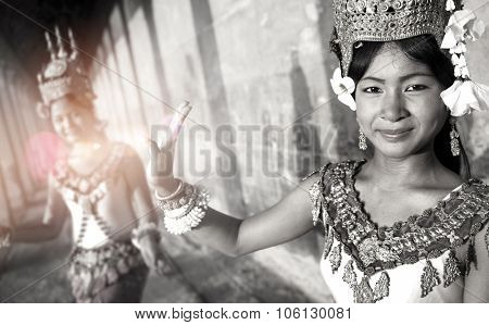 Traditional Aspara Dancers Siem Reap Cambodia Concept