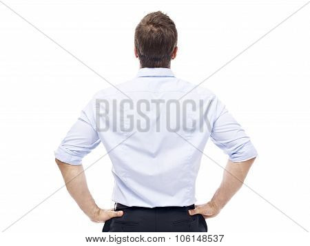 Rear View Of A Caucasian Businessman