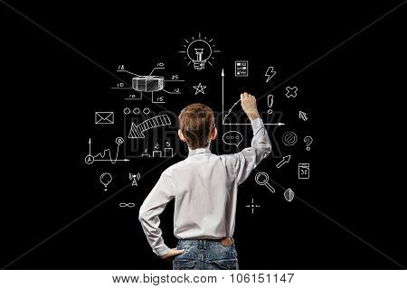 Boy Standing And Draws Idea