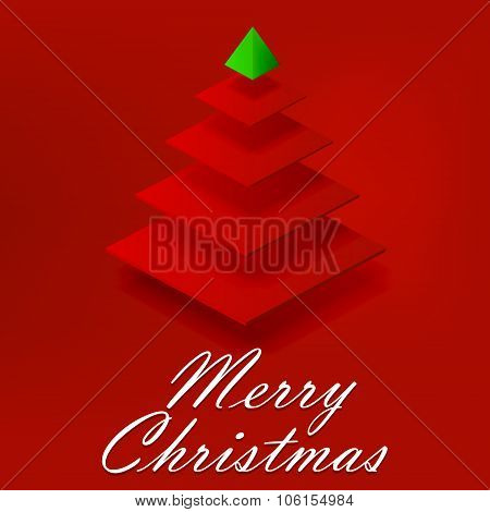 Abstract Red Christmas Tree On Red Background