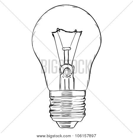 Hand-drawn light bulb on white background. EPS8 vector