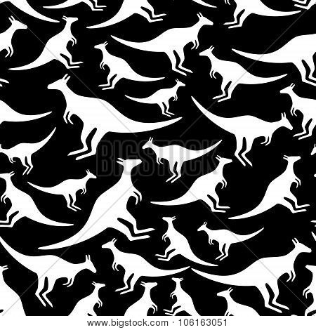 White Animal Kangaroo Seamless Vector Pattern Eps10