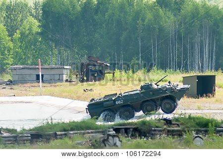 BTR-82A armoured personnel carrier goes from water