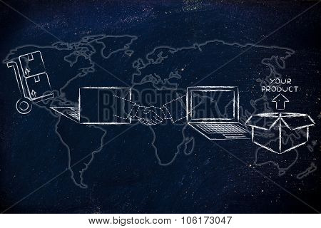 Parcel Being Ordered Online And Shipped Across The Globe