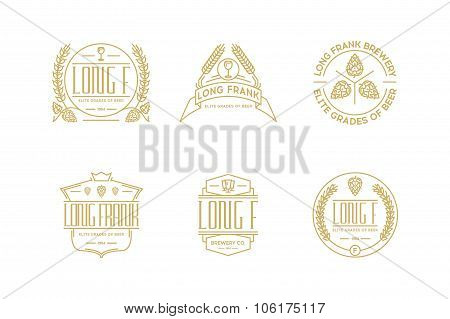 Retro Line Beer Labels. Stock Vector  Elements.
