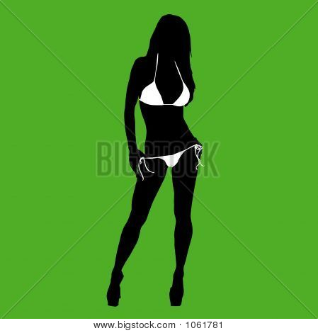 Ragazza In Bikini su verde