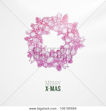Luxury colorful Xmas wreath illustration