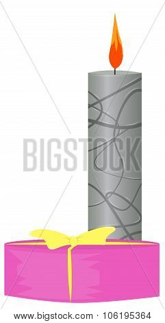Lighted Candle And Gift