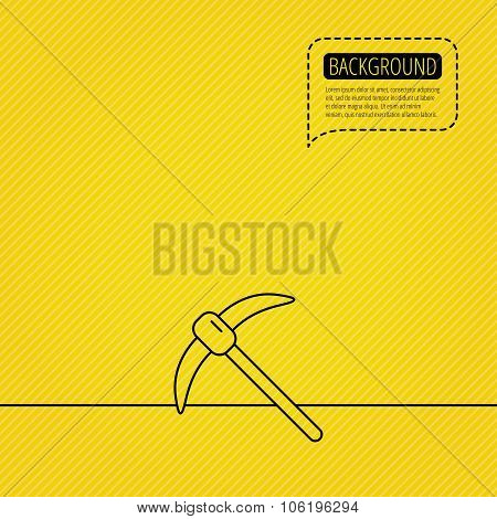 Mining tool icon. Pickaxe equipment sign.