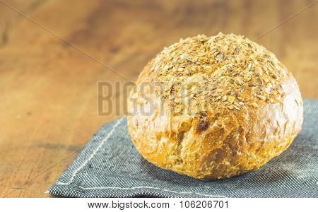 The Fresh Bread  On The Wood Background, Warm Toning, Selective Focus