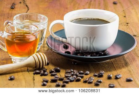 A Cup Of Coffee With The Honey, Warm Toning, Selective Focus