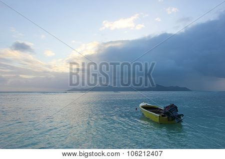 Sea And Rain On Islands With Lonely Boat
