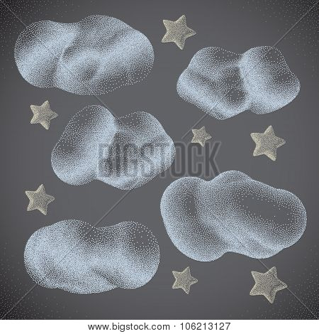 Stars with Clouds. Night Sky