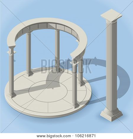 isometric ancient rotunda monopteros