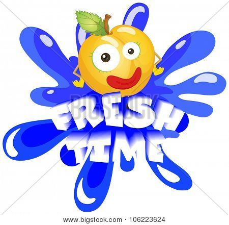 Peach with happy face illustration