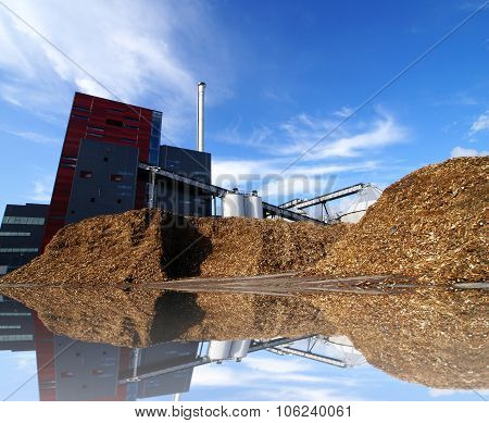 Bio Power Plant With Storage Of Wooden Fuel