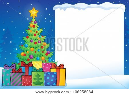 Frame with Christmas tree topic 7 - eps10 vector illustration.