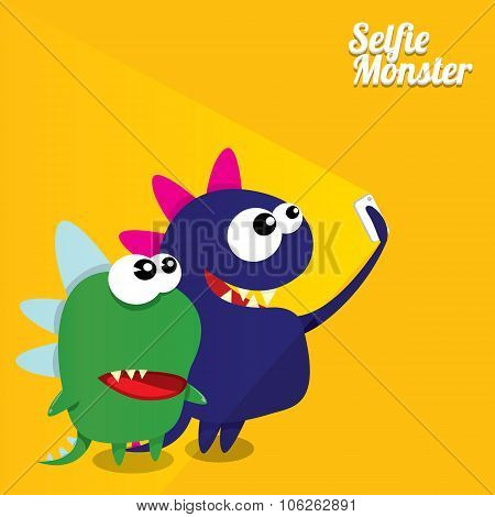 Monster Taking Selfie Photo on Smart Phone