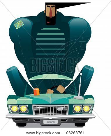 Man In Retro Car