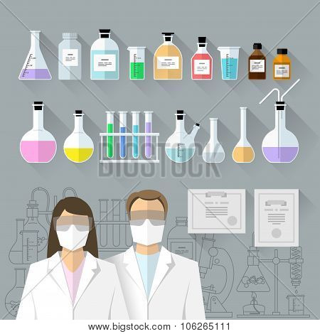 Vector Set - Chemical Designer. Flat Design