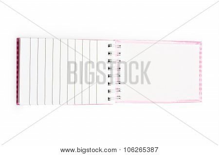 Open Pink Notebook In A Line With A Spiral