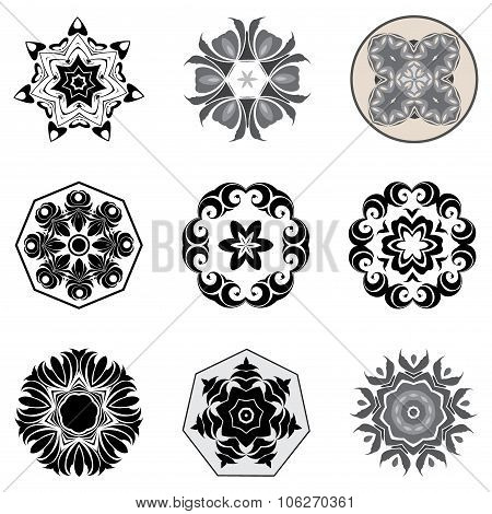 Nine black patterns.