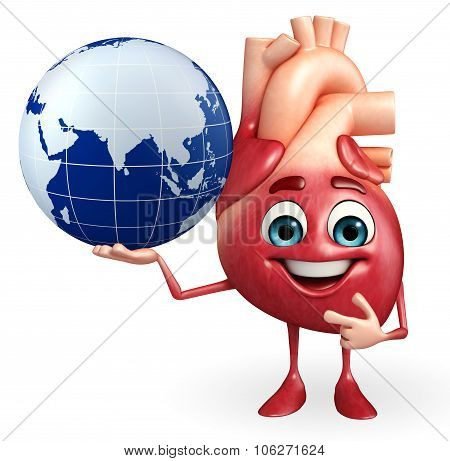 Heart Character With Globe