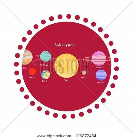 Solar System Icon Flat Design Style