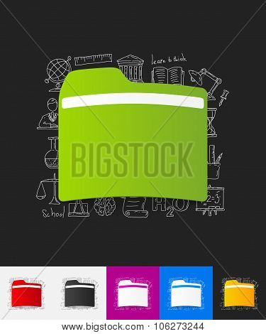 folder paper sticker with hand drawn elements