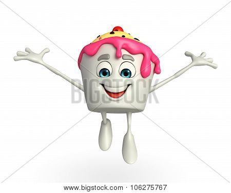 Ice Cream Character Is Jumping