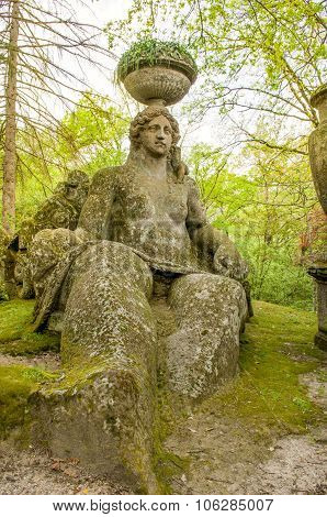 woman statue Bomarzo gardens - Viterbo - Lazio - Italy