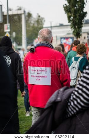 Heidelberg, Germany - October 24, 2015 - Counterdemonstration Ag
