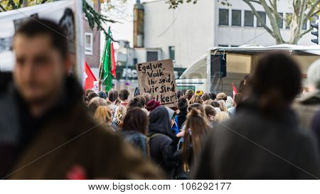 Heidelberg, Germany - October 24, 2015 - Counterdemonstration Ag