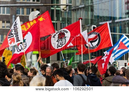 Heidelberg, Germany - October 24, 2015 - Counterdemonstration Ag
